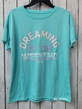 Justice Aqua Teen Graphic Tee - "Dreaming of the Weekend"